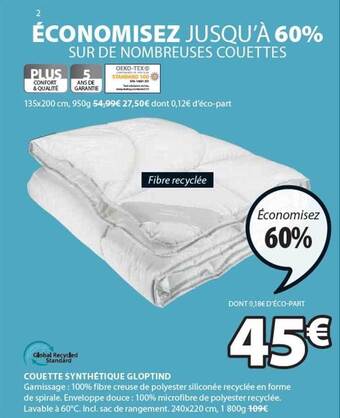JYSK Couette synthétique gloptind offre