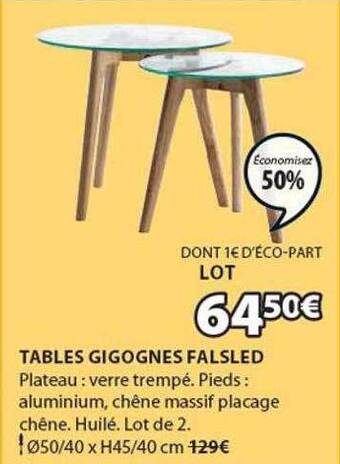 JYSK Tables gigognes falsled offre