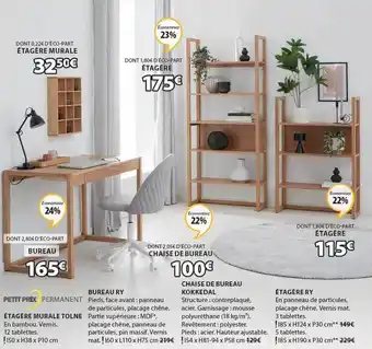 JYSK Étagère murale tolne, bureau ry, chaise de bureau kokkedal, étagère ry offre
