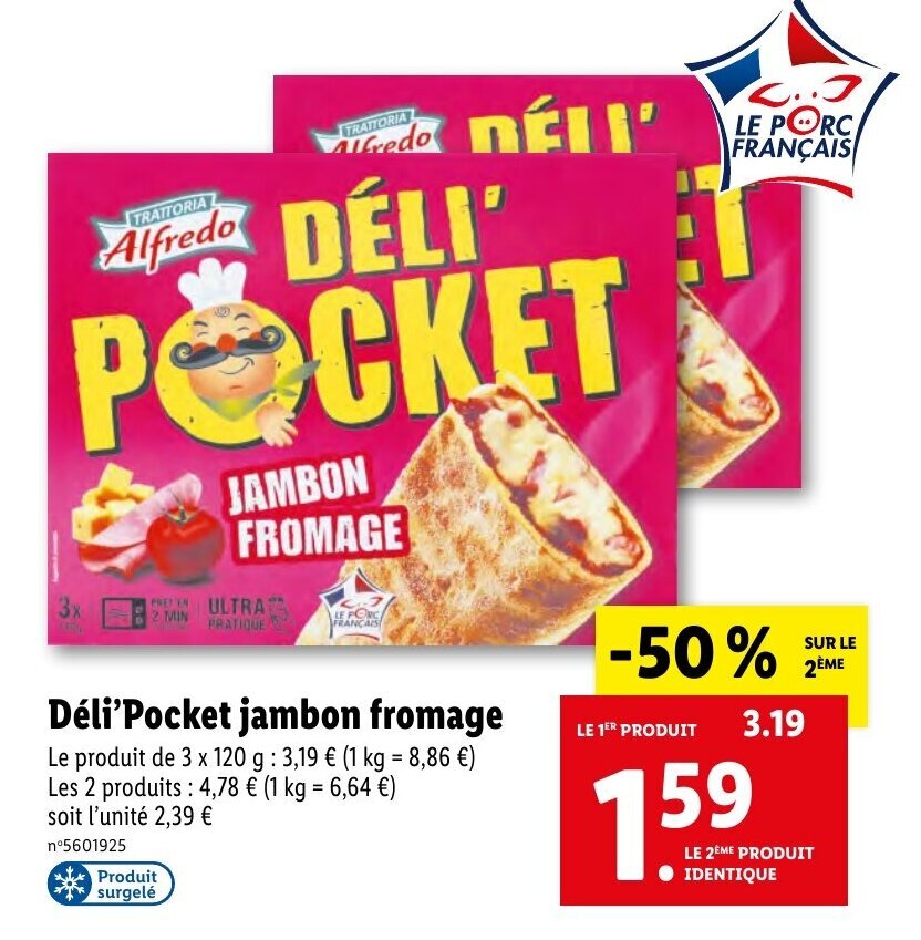 Promo Déli'Pocket Jambon Fromage chez Lidl