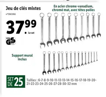 Lidl Jeu De Clés Mixtes offre