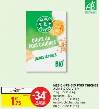 Intermarché Mes Chips Bio Pois chiches Aline & Olivier offre