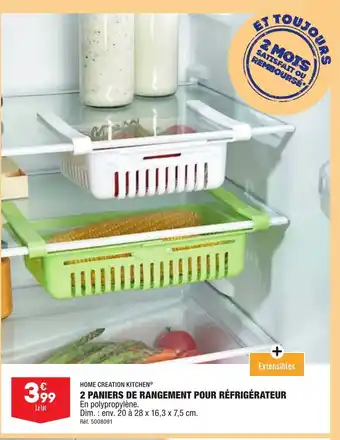 ALDI 2 Paniers de Rangement Pour Réfrigérateur offre