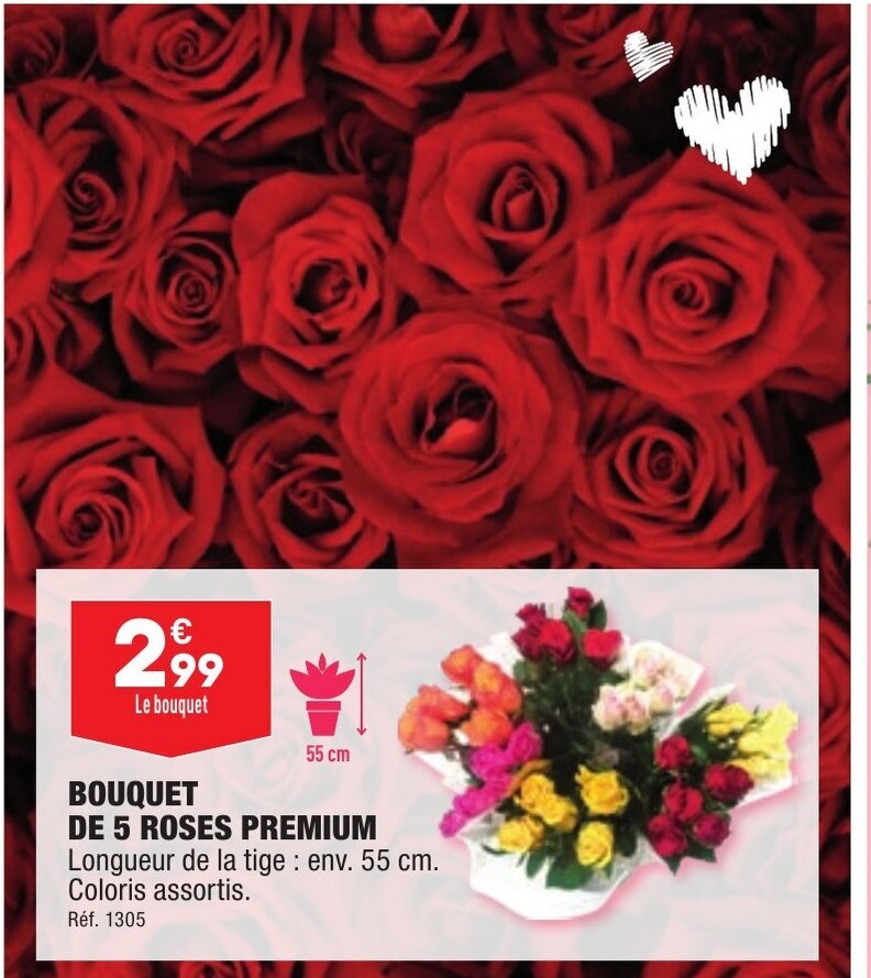 Promo Bouquet de 5 Roses Premium chez ALDI
