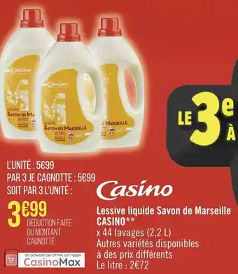 Géant Casino Lessive Liquide Savon de Marseille Casino offre