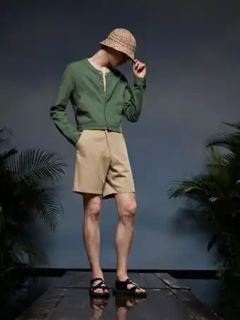 Shein x manon pradier shorts homme poche fermeture éclair casual unicolore