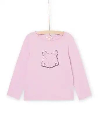 T-shirt manches longues rose Ă animation renard