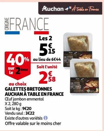 Auchan Galettes bretonnes auchan à table en france offre