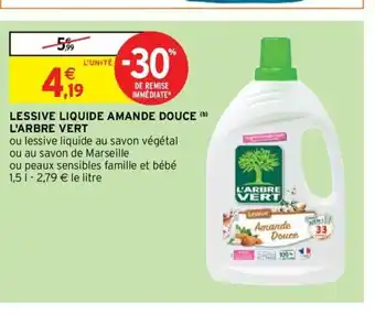 Intermarché Lessive Liquide Amande Douce L'Arbre Vert offre