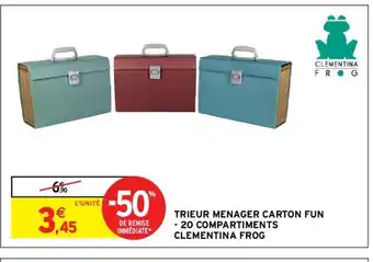 Intermarché Trieur Menager Carton Fun -20 Compartiments Clementina Frog offre
