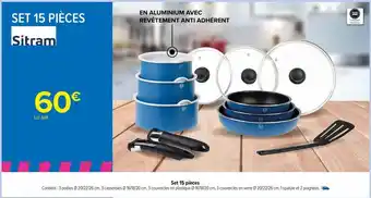Carrefour Set 15 pièces sitram offre