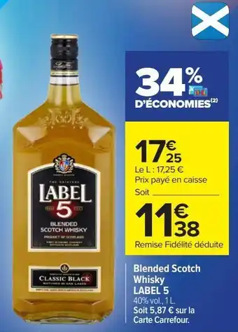 Carrefour Blended scotch whisky label 5 offre