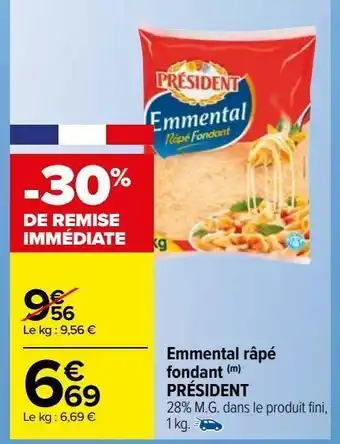 Carrefour Market Emmental râpé fondant (m) président offre