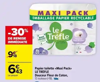 Papier toilette maxi pack le trèfle douceur fleur de coton