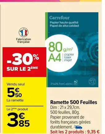 Carrefour Market Ramette 500 feuilles offre