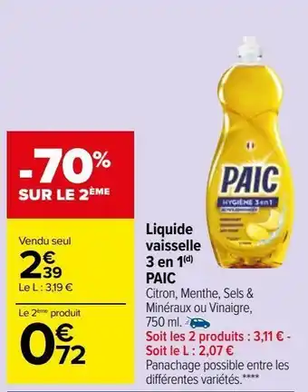Carrefour Market Liquide vaisselle 3 en 1(d) paic offre