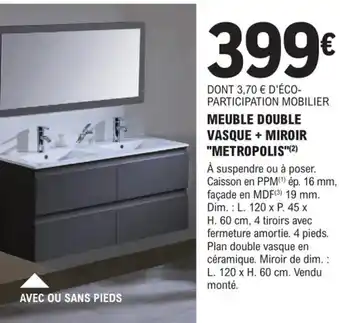 E.Leclerc Brico Meuble Double Vasque + Miroir Metropolis offre