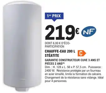 E.Leclerc Brico Chauffe-Eau 200 L Stéatite offre
