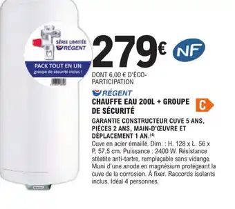 E.Leclerc Brico Chauffe Eau 200L + Groupe de Sécurité offre