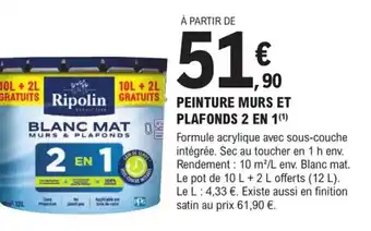 E.Leclerc Brico Peinture Murs et Plafonds 2 en 1 offre