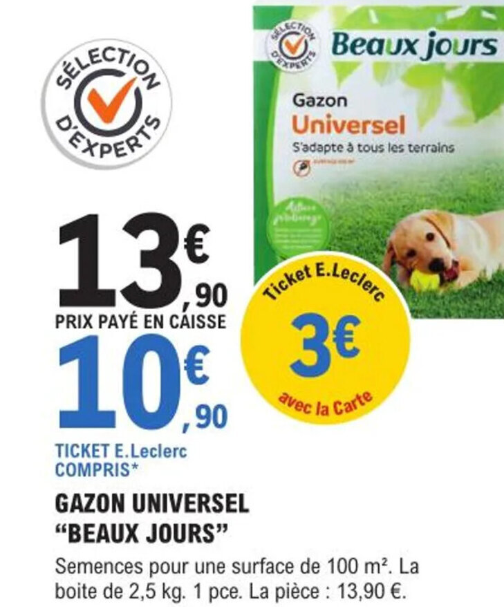 Promo Gazon Universel Beaux Jours chez E.Leclerc Brico