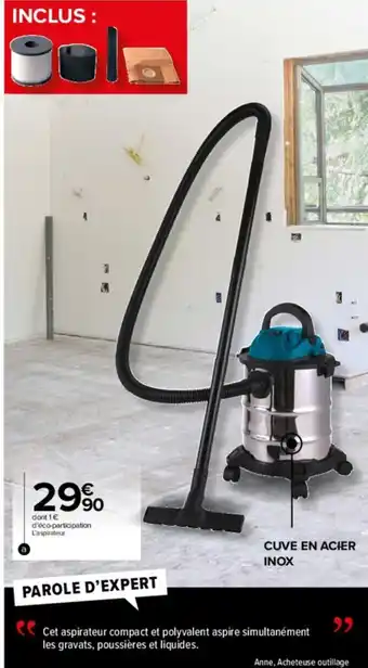Carrefour Market Aspirateur Eau Et Poussiére 15L offre