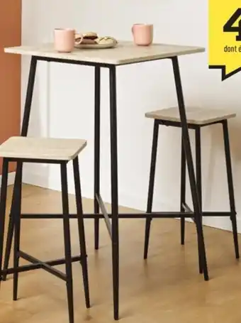 Centrakor Table De bar + 2 Tabourets offre