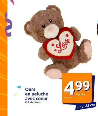 Action Ours en peluche avec coeur offre