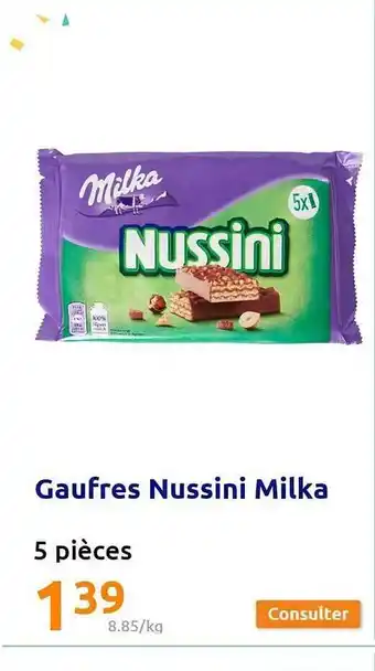 Action Gaufres nussini milka offre