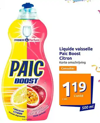 Action Liquide vaisselle paic boost citron offre