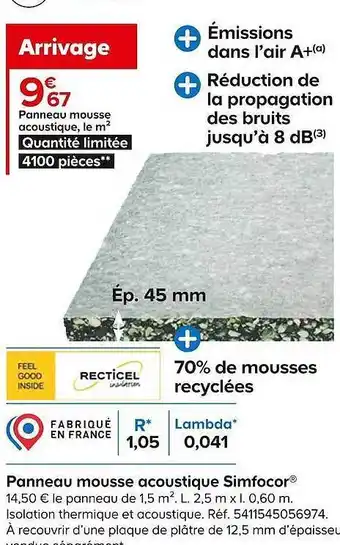 Castorama Panneau mousse acoustique, le m² offre
