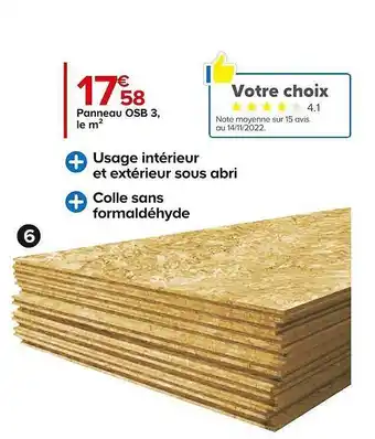 Castorama Panneau osb 3, le m² offre