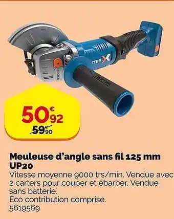 Weldom Meuleuse d'angle sans fil 125 mm up20 offre