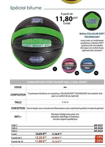 Casal Sport Spécial bitume, ballon cellular soft technology offre
