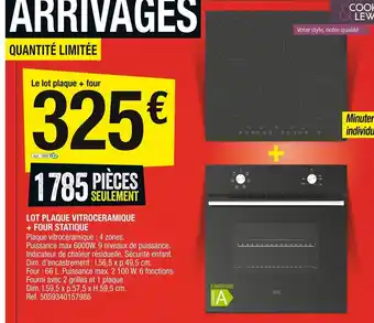 Brico Dépôt Lot Plaque Vitroceramique + Four Statique offre