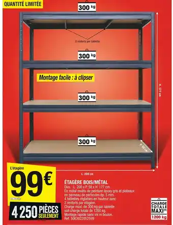 Brico Dépôt Étagère Bois /Métal offre