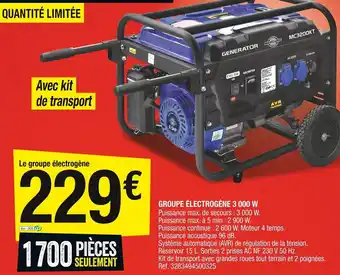 Brico Dépôt Groupe électrogéne 3 000 W offre