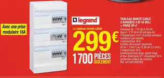 Brico Dépôt Tableau Monté Cablé 3 Rangées 3 ID 10 Disl + Prise 2P +T offre