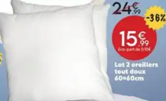 Maxi Bazar Lot 2 Oreillers tout Doux 60x60 cm offre