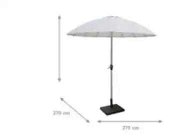 E.Leclerc Brico Parasol en aluminium à manivelle, tissu polyester écru et structure couleur anthracite, diamètre 2,7 m offre