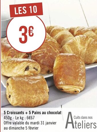Géant Casino 5 Croissants+5 Pains Au Chocolat offre