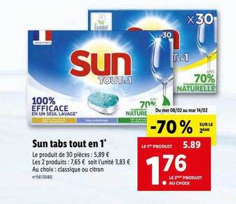 Lidl Sun tabs tout en 1 offre