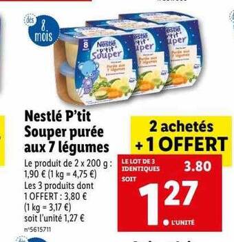 Lidl Nestlé p'tit souper purée aux 7 légumes offre