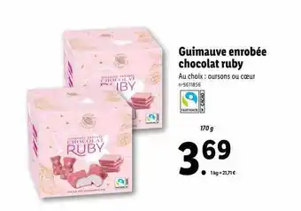 Lidl Guimauve enrobée chocolat ruby offre