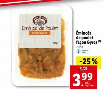 Lidl Émincés de poulet façon gyros offre