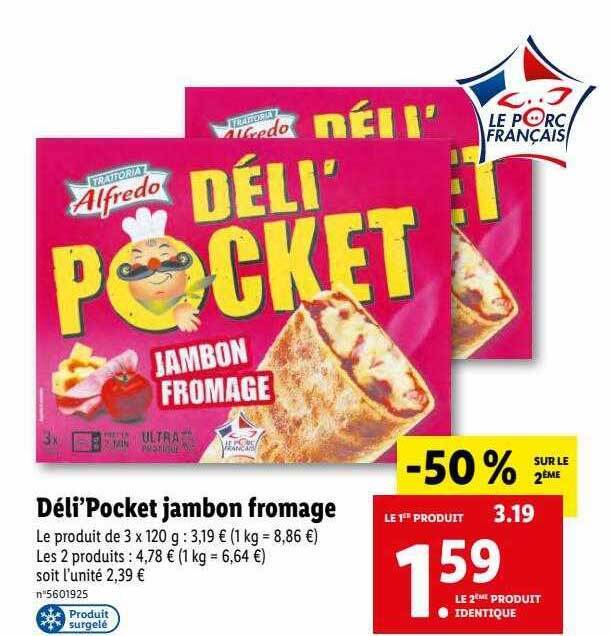 Promo Déli'pocket jambon fromage alfredo chez Lidl