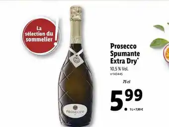 Lidl Prosecco spumante extra dry offre