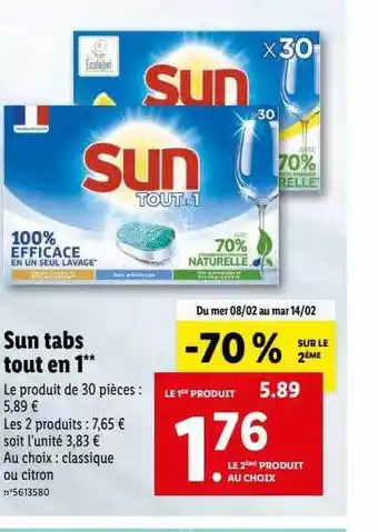 Lidl Sun tabs tout en 1 offre