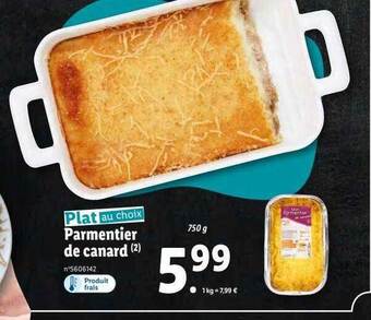 Lidl Parmentier de canard offre