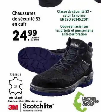 Lidl Chaussures de sécurité s3 en cuir offre